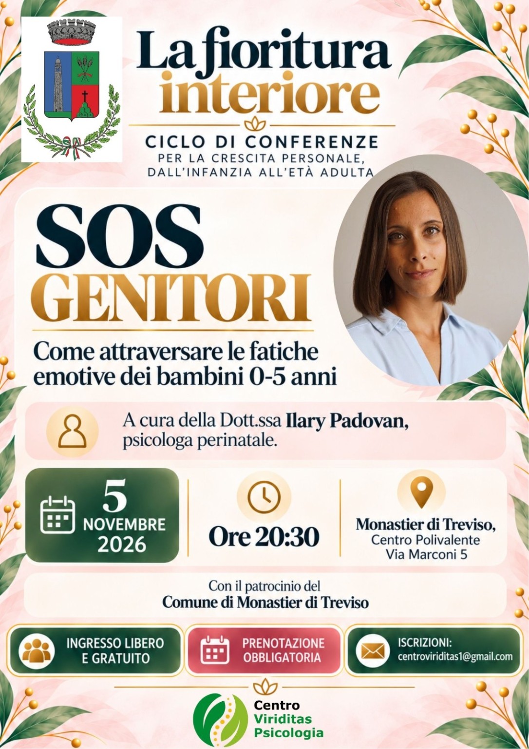 SOS Genitori con Ilary Padovan: 5 novembre 2026, ore 20:30, Monastier di Treviso